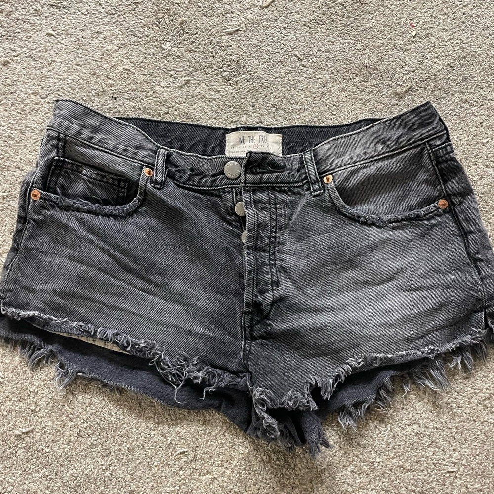 Free people denim shorts faded black size 28 button fly